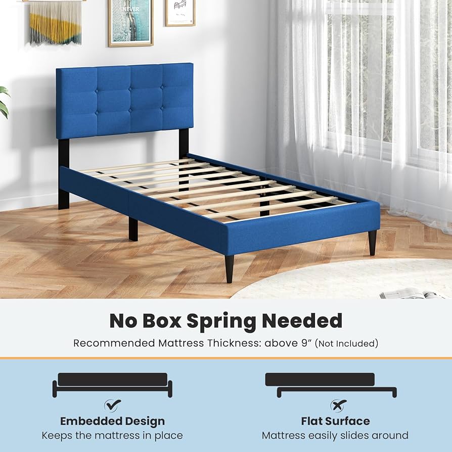 Amazon.com: Giantex Twin Bed Frames for Kids, Modern Fabric Linen